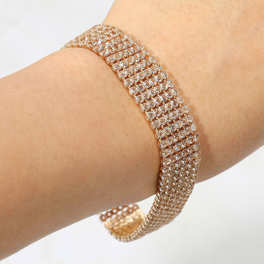 6Rows Rhinestone Pave Evening Bracelet