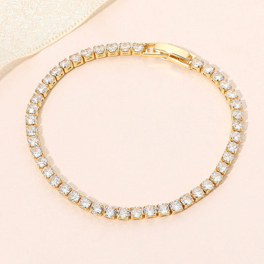 18K Gold Dipped Classic Round Tennis Chain Bracelet
