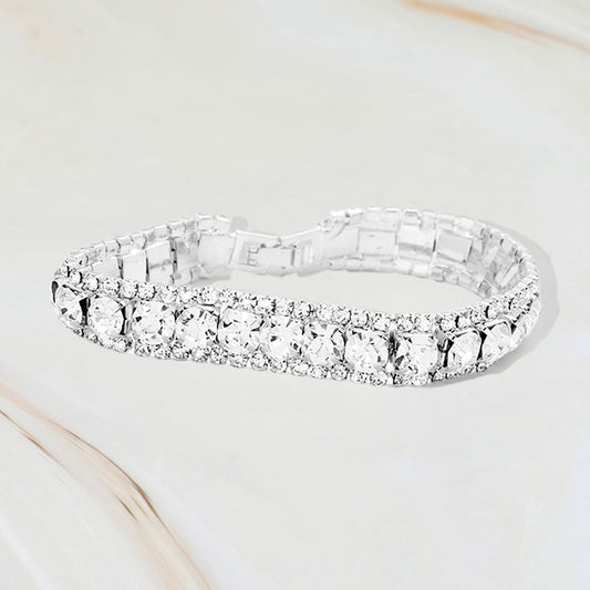 Round Crystal Rhinestone Trim Evening Bracelet