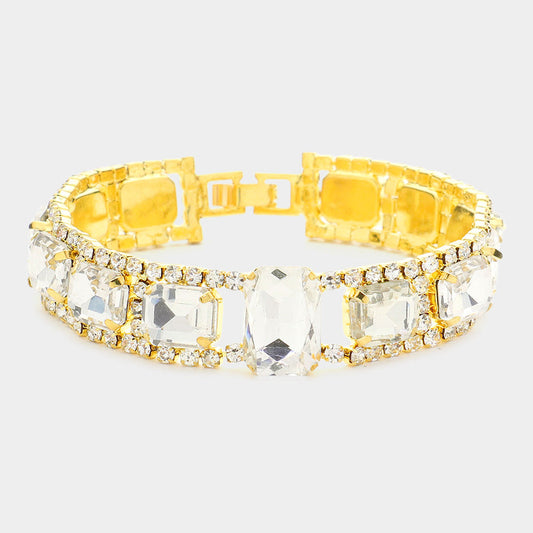 Smoothed Square Rhinestone Evening Bracelet
