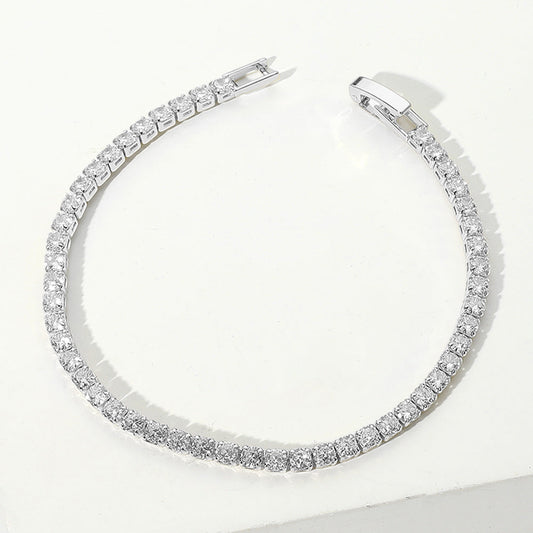 Round CZ Stone Tennis Chain Evening Bracelet