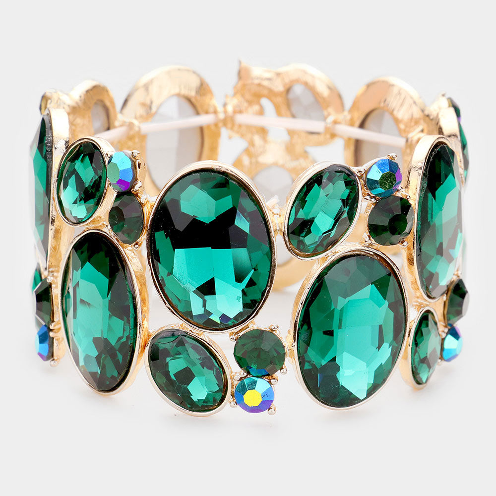 Oval Crystal Rhinestone Stretch Bracelet