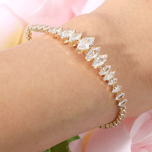 Marquise CZ Stone Cluster Embellished Evening Bracelet