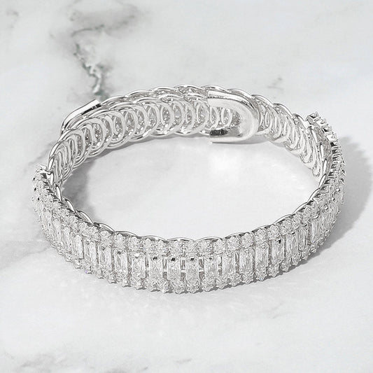 Marquise Emerald Cut CZ Stone Link Adjustable Evening Bracelet