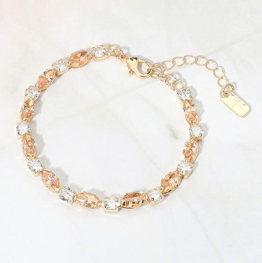 Marquise Round CZ Cluster Link Evening Bracelet