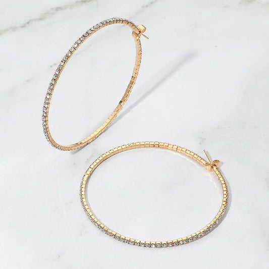 Women's 60mm Rhinestone Paved Hoop Earrings