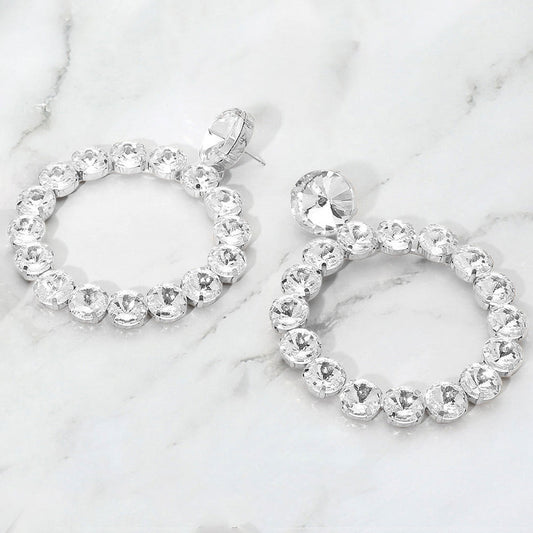 Round Stone Link Evening Earrings