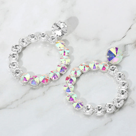 Round Stone Link Evening Earrings