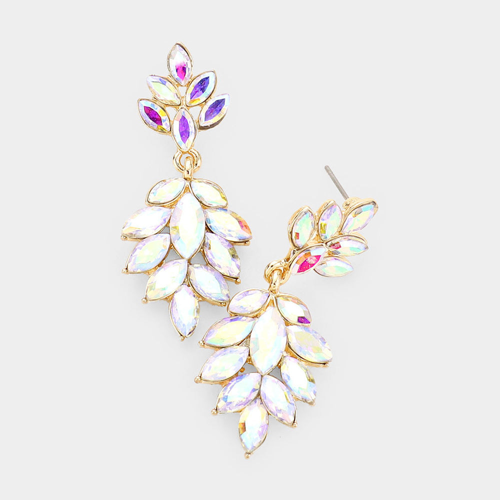Crystal Marquise Cluster Drop Evening Earrings