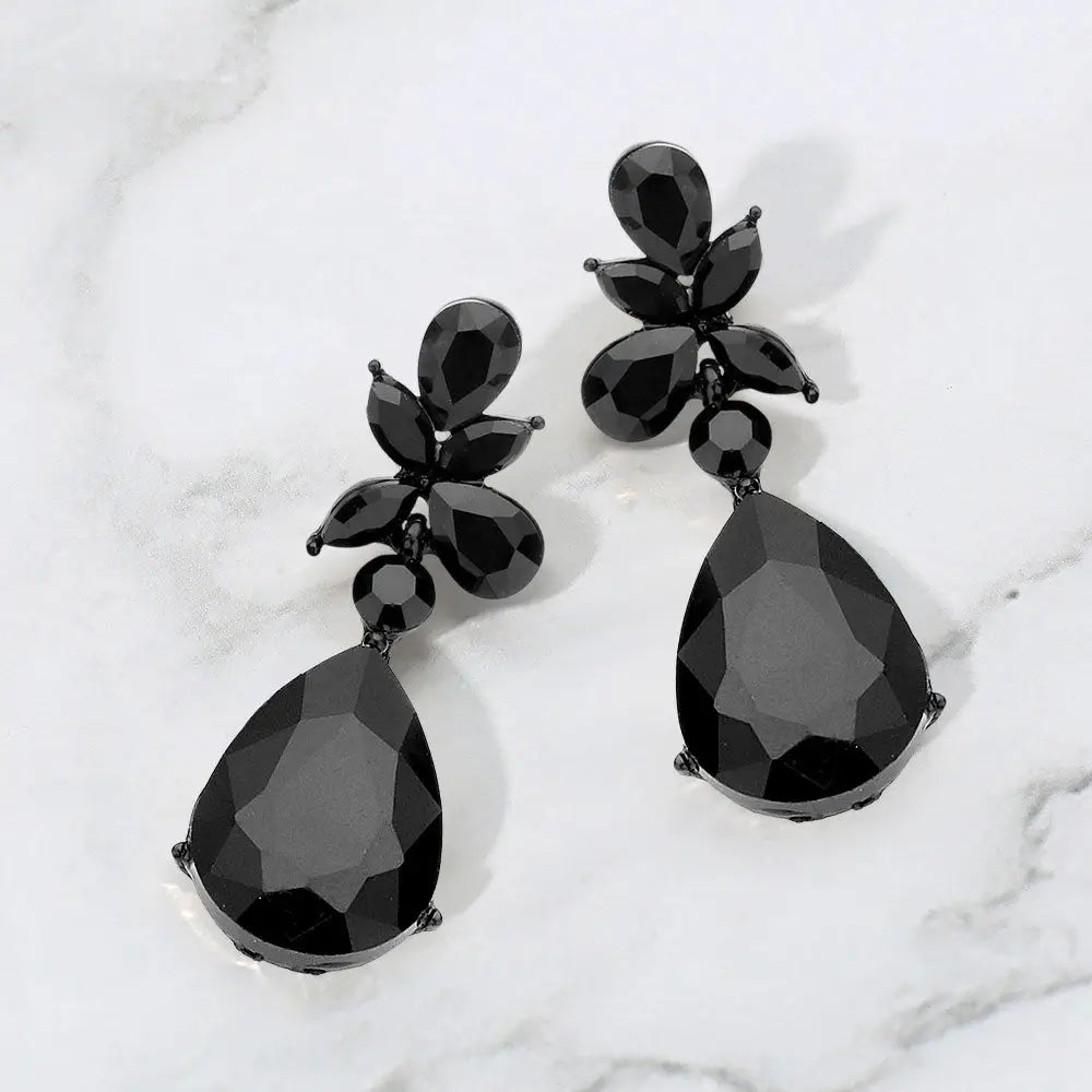 Teardrop Stone Dangle Evening Earrings
