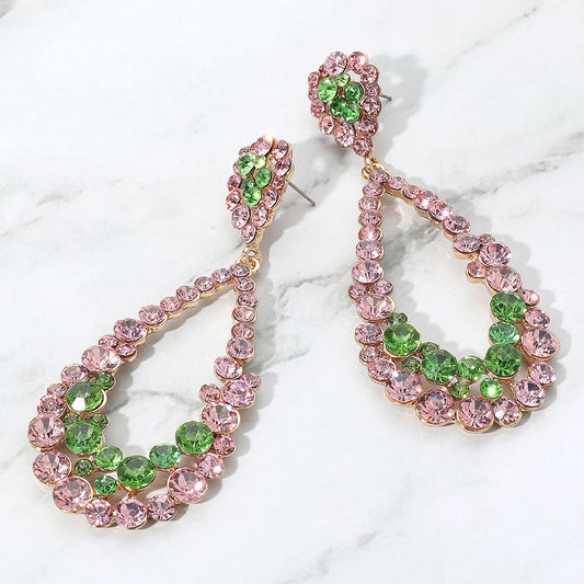 Crystal Bubble Cluster Teardrop Evening Earrings