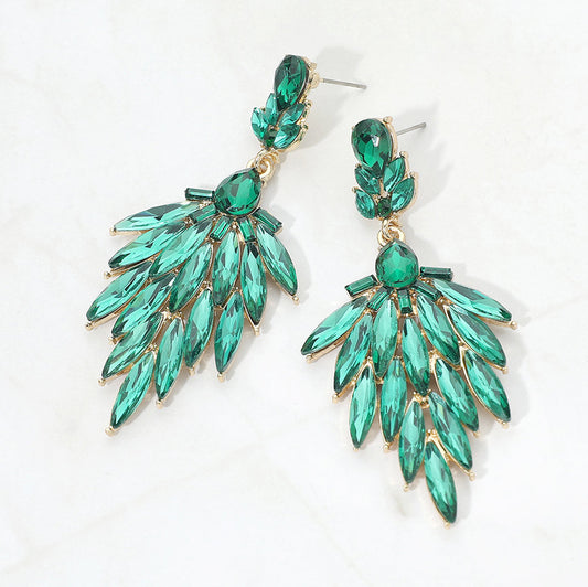 Marquise Cluster Embellished Drop Evening Earrings