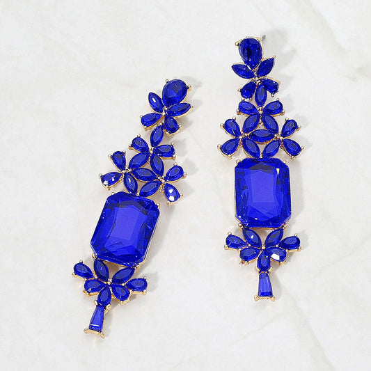 Bold Geometric Stone Drop Evening Earrings