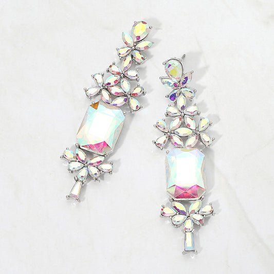 Bold Geometric Stone Drop Evening Earrings