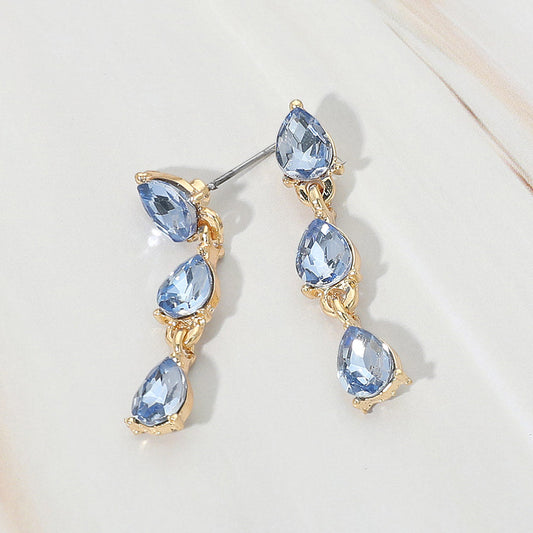 Triple Teardrop Cluster Link Drop Evening Earrings