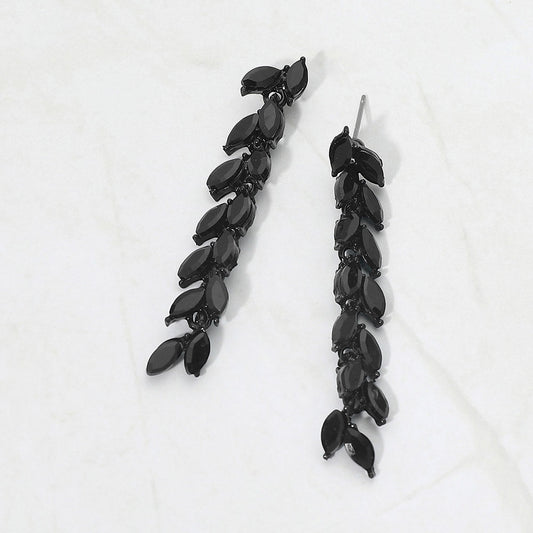 Marquise Crystal Cluster Linear Drop Evening Earrings