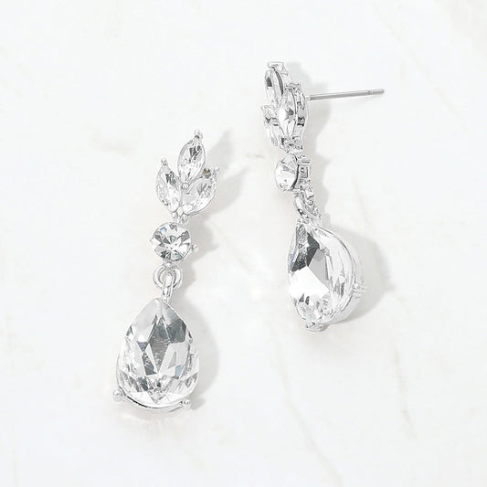 Teardrop Cluster Drop Evening Earrings