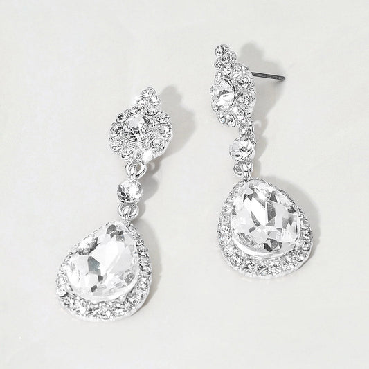 Teardrop Crystal Drop Evening Earrings