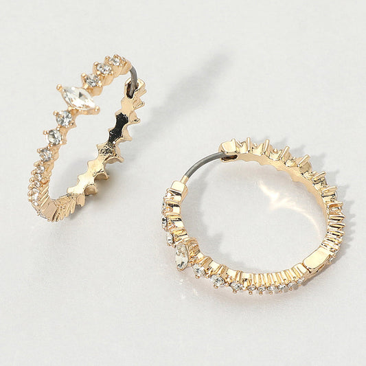 Marquise Stone Accent Round Crystal Around Huggie Hoop Earrings