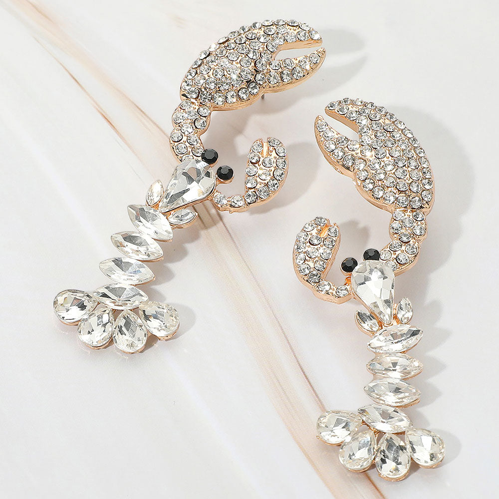 Multi Stone Lobster Dangle Statement Earrings