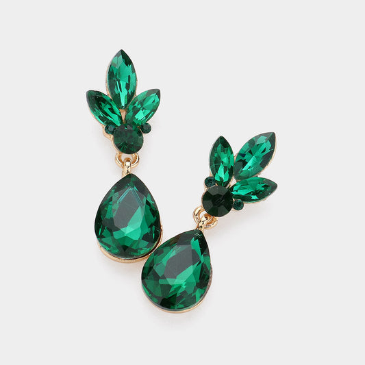 Teardrop Stone Cluster Dangle Evening Earrings