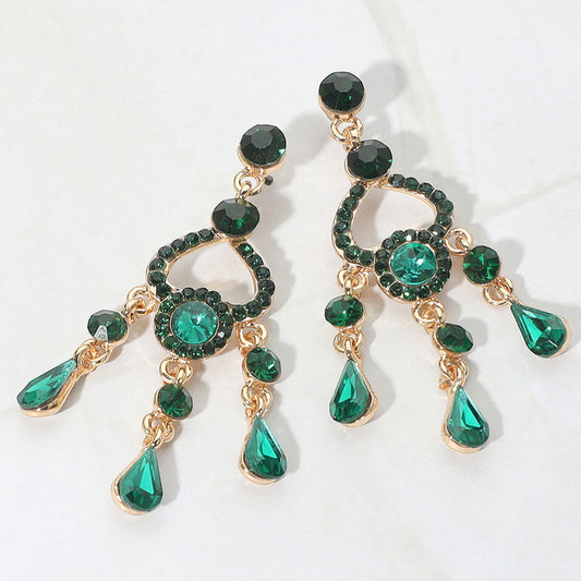 Teardrop Stone Cluster Rip Chandelier Dangle Evening Earrings