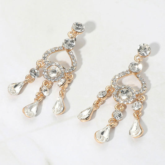 Teardrop Stone Cluster Rip Chandelier Dangle Evening Earrings