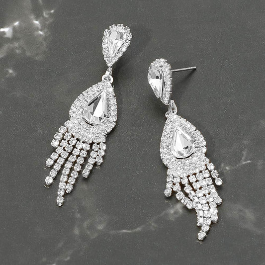 Teardrop Fringe Drop Evening Earrings