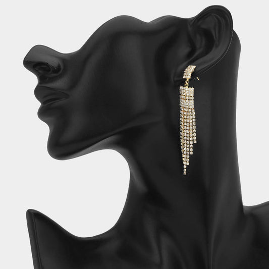 Rhinestone Pave Fringe Drop Earrings