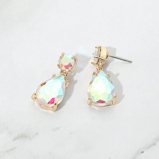 Teardrop Glass Stone Cluster Dangle Earrings
