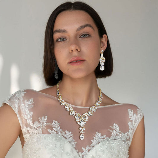 Teardrop Stone Accented Evening Necklace
