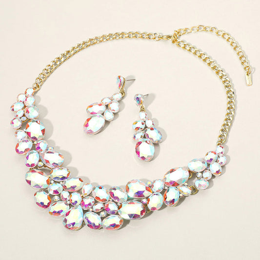 Multi Stone Bubble Cluster Evening Necklace