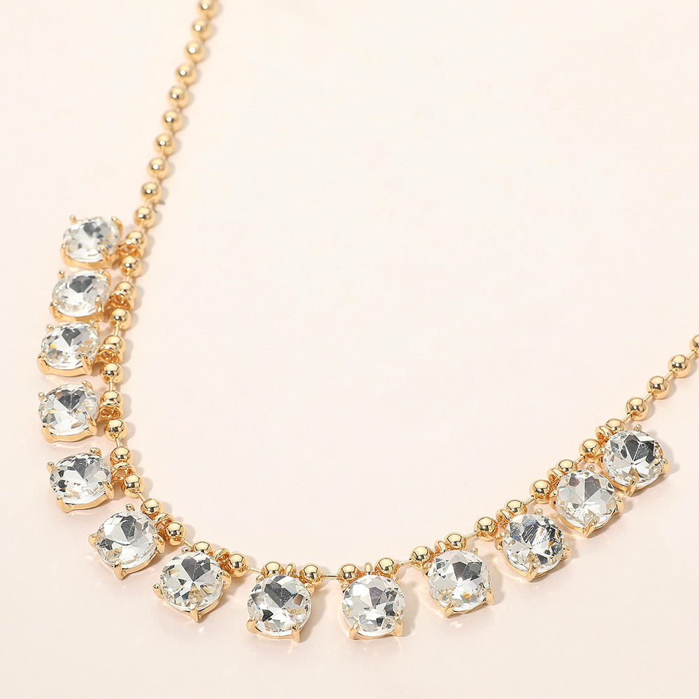 Cushion Teardrop Round Stone Link Evening Necklace