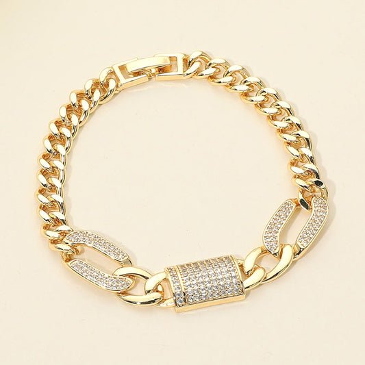 CZ Pave Charm Link Chain Bracelet