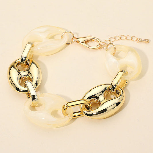 Bold Resin Metal Mariner Link Bracelet