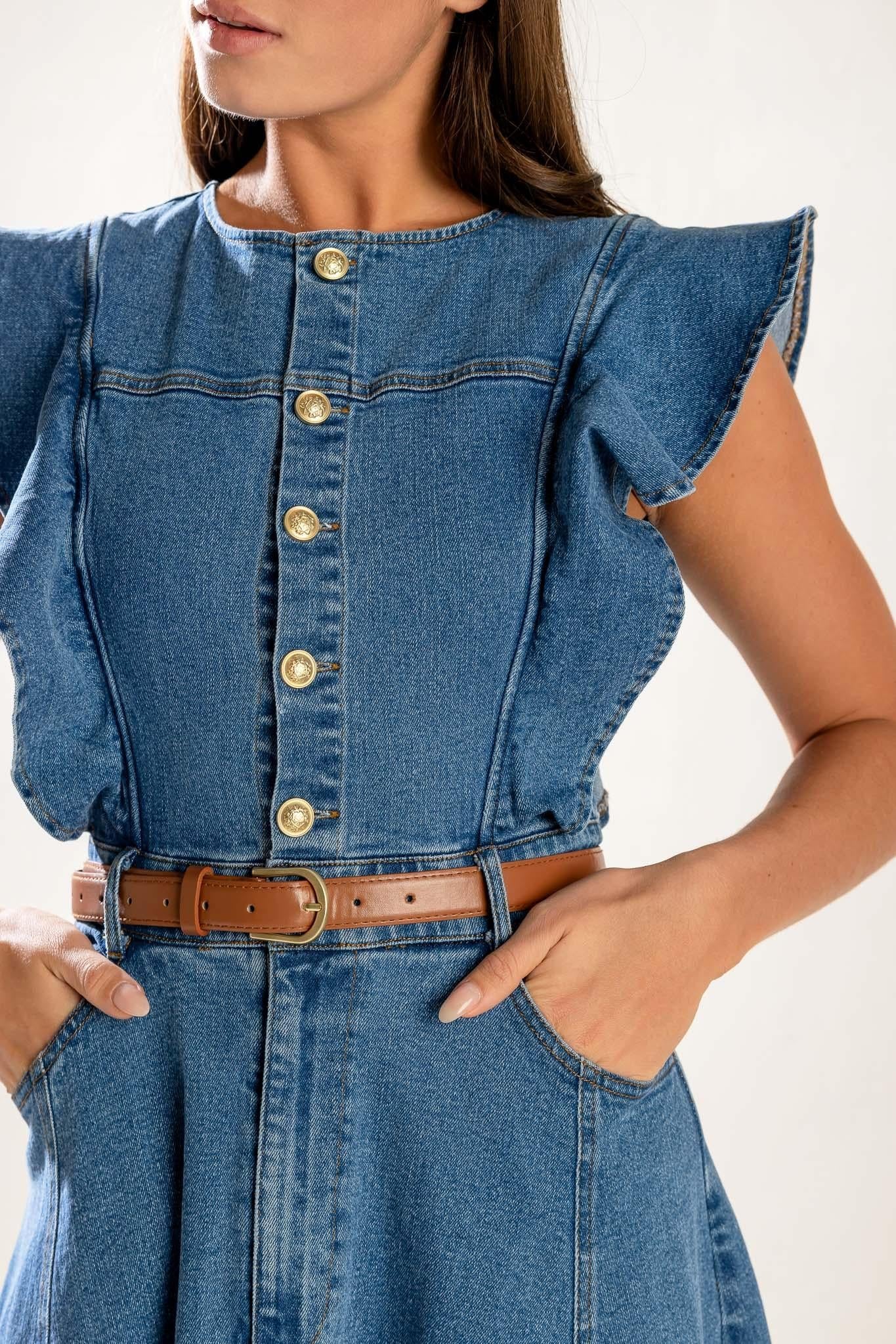 CLASSIC WITH A TWIST DENIM MIDI DRESS