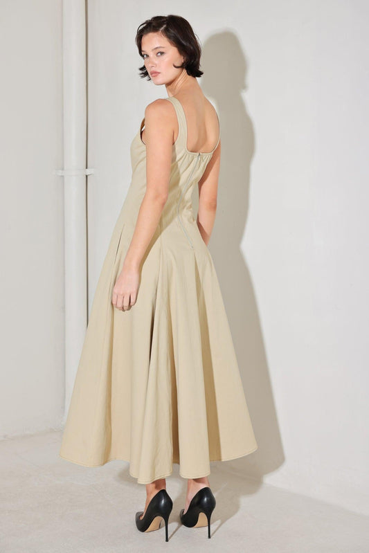 SANDSTONE SERENADE WOVEN MIDI DRESS