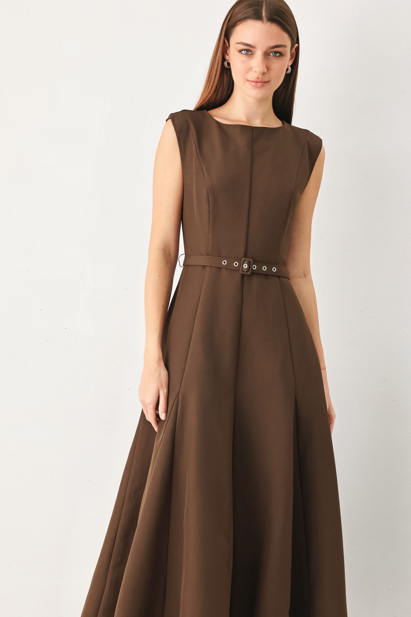 HAZELNUT BALLET WOVEN MIDI DRESS
