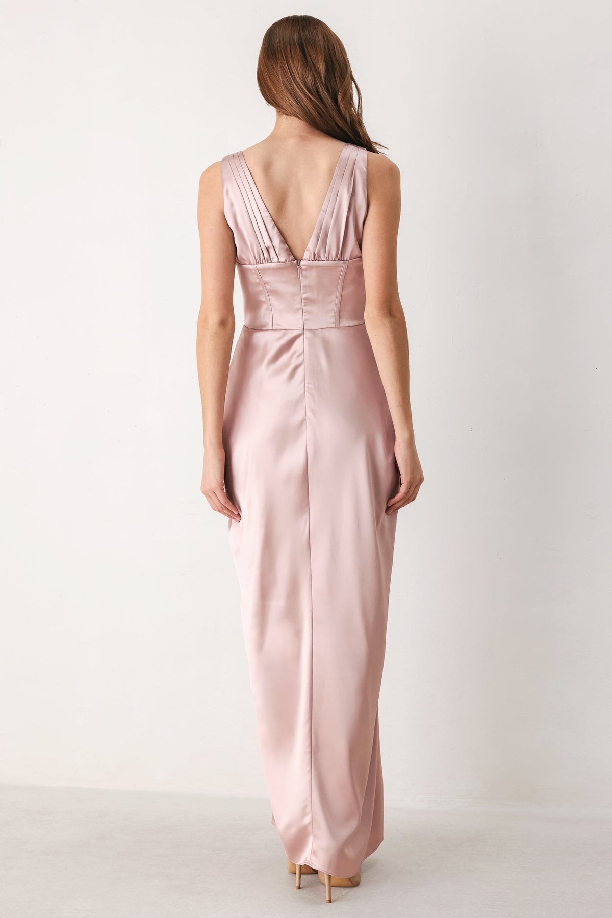 ROSE SCULPT PINK CORSET TULIP-SKIRT MAXI DRESS