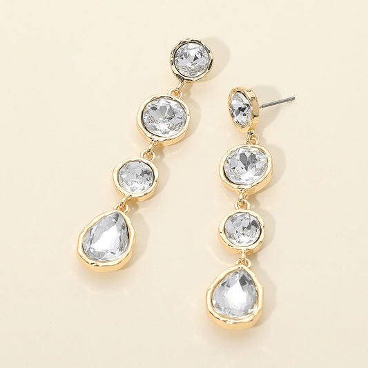 Round Teardrop Stone Link Drop Earrings