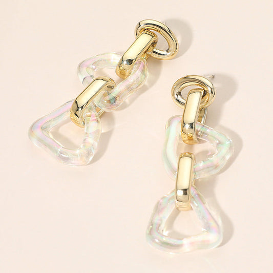 Chunky Geometric Link Drop Statement Earrings