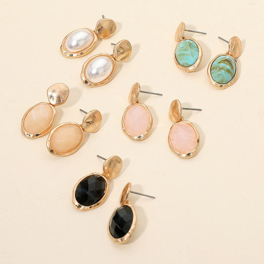 Faceted Oval Pearl Drop Earrings