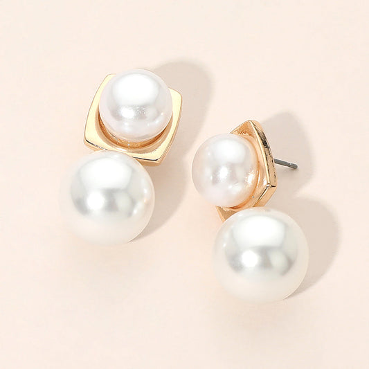 Double Pearl Drop Earrings