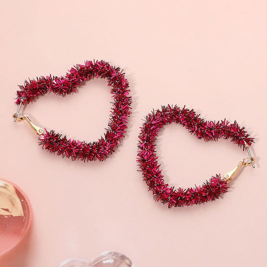 Tinsel Heart Hoop Earrings