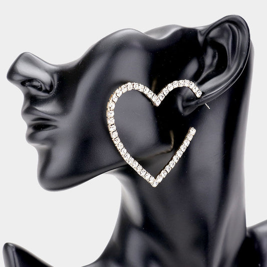 Rhinestone Open Heart Earrings
