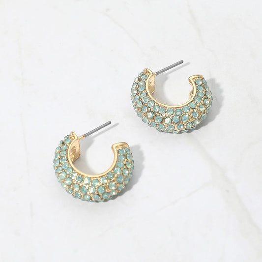 Stone Pave Hoop Earrings