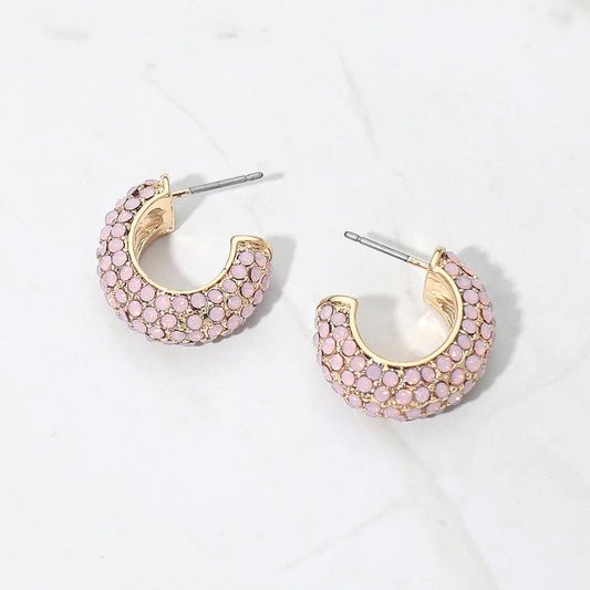 Stone Pave Hoop Earrings