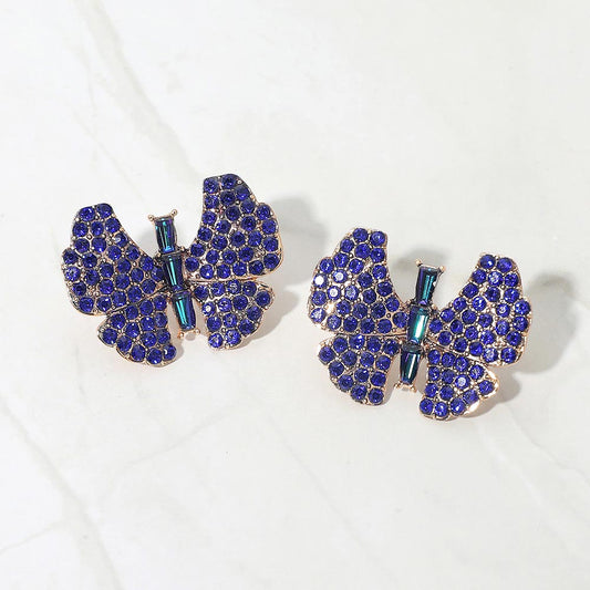 Rhinestone Studded Butterfly Statement Earrings