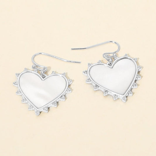Mother of Pearl Heart Drop Earrings