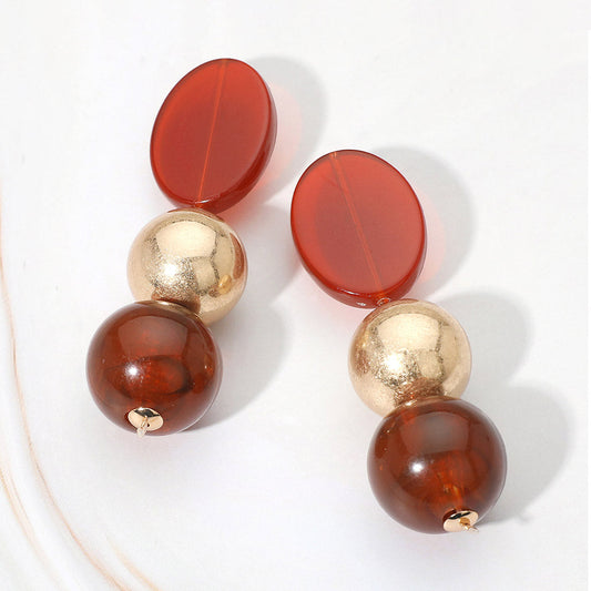 Bold Resin Metal Bead Drop Earrings
